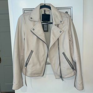 🎁 SOLD 🎁 NWT All Saints Dalby Biker Leather Jacket in Aries White - 6